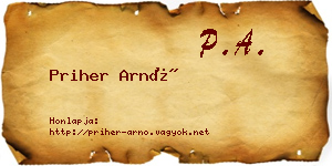 Priher Arnó névjegykártya